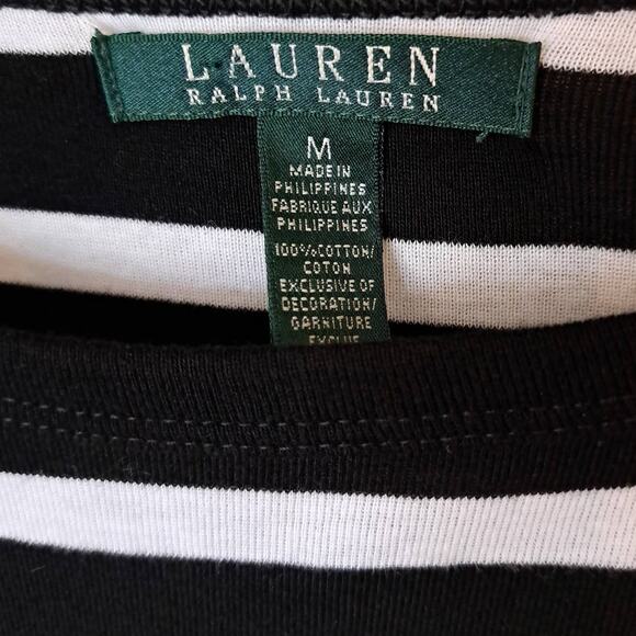 NWT LAUREN Ralph Lauren Striped Dress Size Medium Black & White Preppy Nautical - Picture 5 of 10